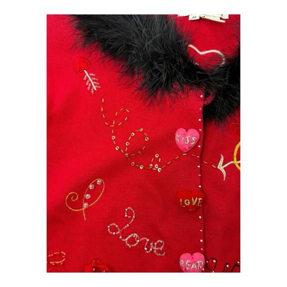 Vintage Y2K Jack B. Quick Sz M Whimsical Valentine Novelty Cardigan Sweater - Picture 13 of 16